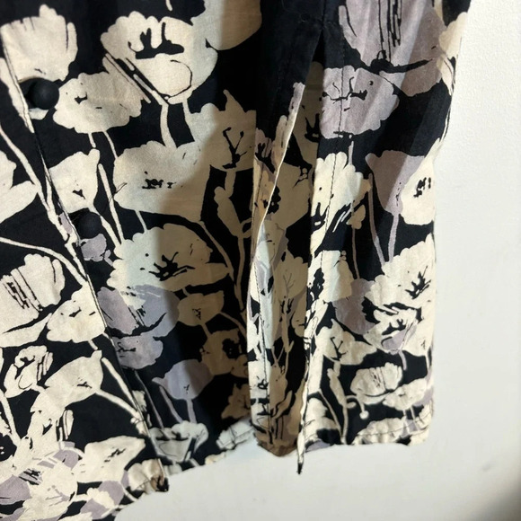 MUSTARD 5 Sz XL (estimated) Tunic Braided Neck Buttoned 3/4 Sleeves Floral Flowy - Picture 5 of 9